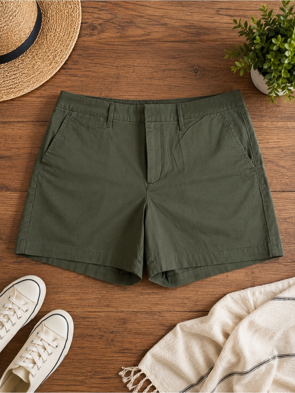 A New Day Olive Green Stretch Chino Shorts NWT Size 10